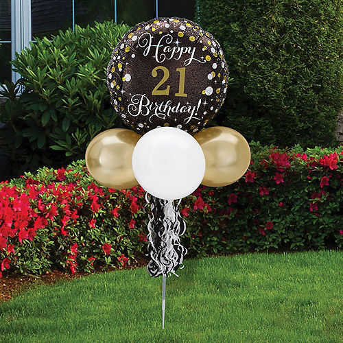 Air-Filled Sparkling Birthday Customizable Foil & Latex Balloon Yard Sign, 62in Image #1