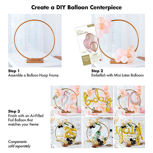 Golden 3-Color Mix Mini Latex Balloons, 5in, 25ct - Clear, Gold & White Image #2