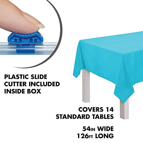 Nav Item for Caribbean Blue Plastic Table Cover Roll with Slide Cutter, 54in x 126ft Image #2