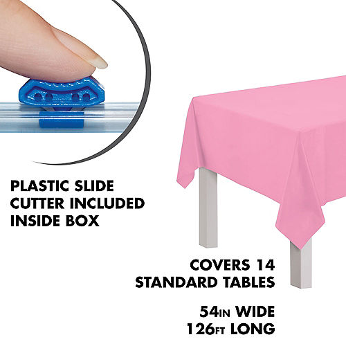 Nav Item for Pink Plastic Table Cover Roll with Slide Cutter, 54in x 126ft Image #2