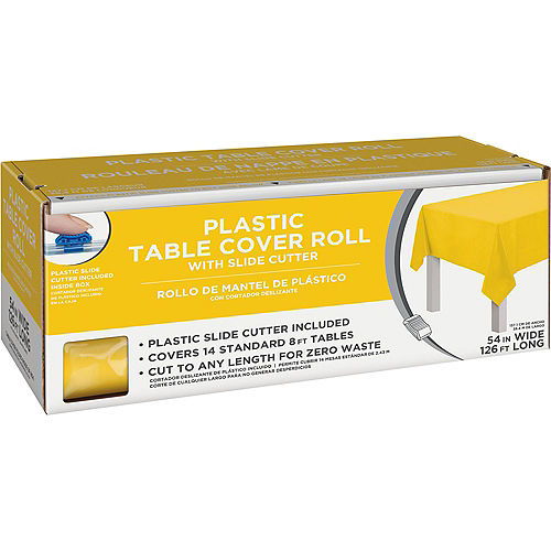 Nav Item for Yellow Plastic Table Cover Roll with Slide Cutter, 54in x 126ft Image #1