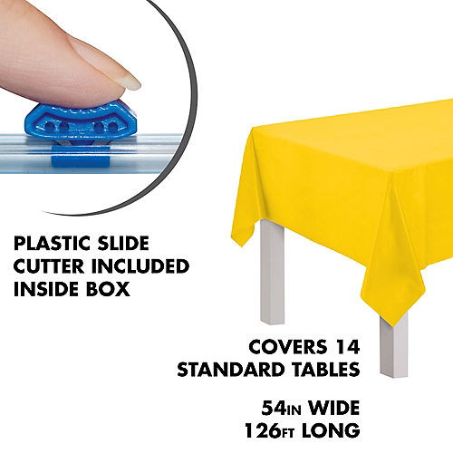 Yellow Plastic Table Cover Roll with Slide Cutter, 54in x 126ft Image #2