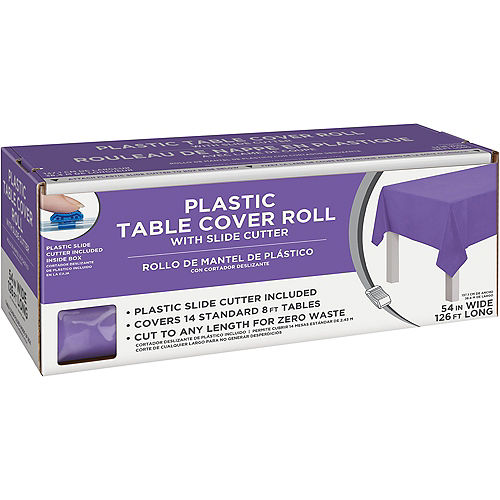 Purple Plastic Table Cover Roll with Slide Cutter, 54in x 126ft Image #1