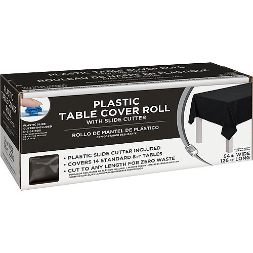 Nav Item for Black Plastic Table Cover Roll with Slide Cutter, 54in x 126ft Image #1