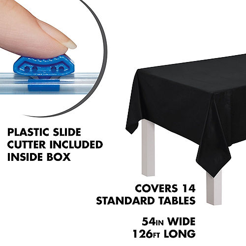 Nav Item for Black Plastic Table Cover Roll with Slide Cutter, 54in x 126ft Image #2