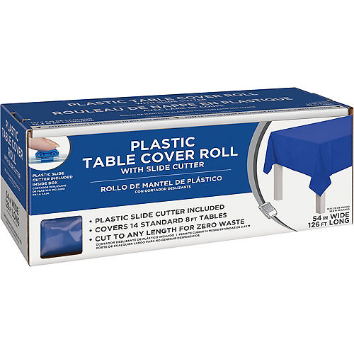 Nav Item for Royal Blue Plastic Table Cover Roll with Slide Cutter, 54in x 126ft Image #1