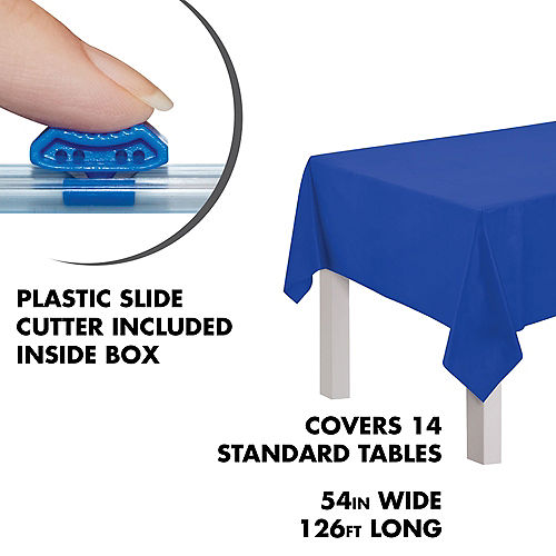 Nav Item for Royal Blue Plastic Table Cover Roll with Slide Cutter, 54in x 126ft Image #2