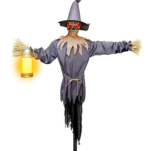 Light-Up Motion-Activated Scarecrow & Lantern Plastic & Fabric Yard Stake with Sounds, 7.8ft Image #2