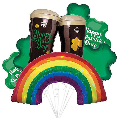 Nav Item for St. Patrick's Day Shamrocks & Beer Foil Balloon Bouquet, 12pc Image #1