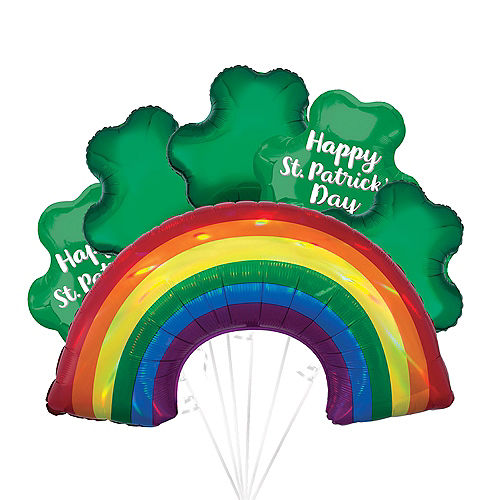St. Patrick's Day Shamrocks Foil Balloon Bouquet, 6pc Image #1