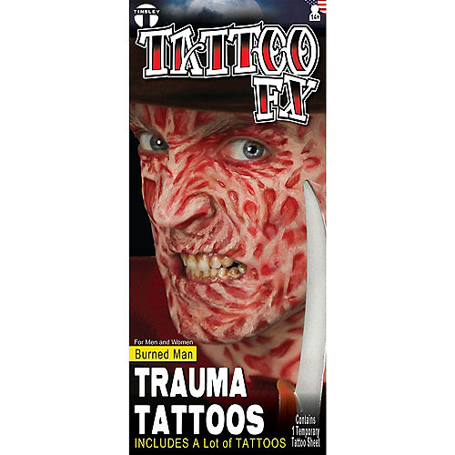Burned Man Trauma Temporary Tattoos, 1 Sheet - Tinsley Transfers Image #1