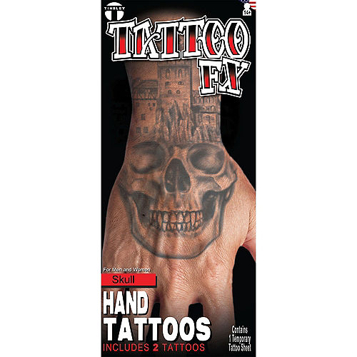Skull Hand Temporary Tattoos, 2ct - Tinsley Transfers Image #1