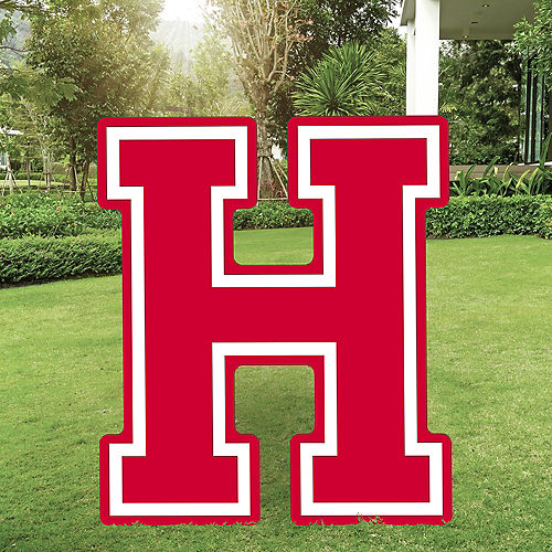 Red Collegiate Letter (H) Corrugated Plastic Yard Sign, 30in Image #1