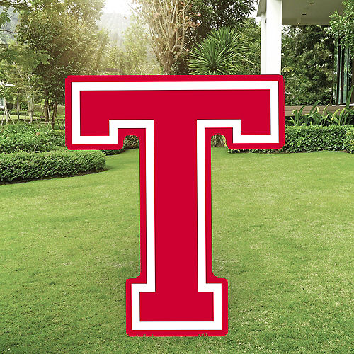 Red Collegiate Letter (T) Corrugated Plastic Yard Sign, 30in Image #1
