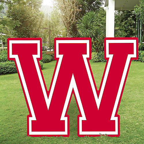 Red Collegiate Letter (W) Corrugated Plastic Yard Sign, 30in Image #1