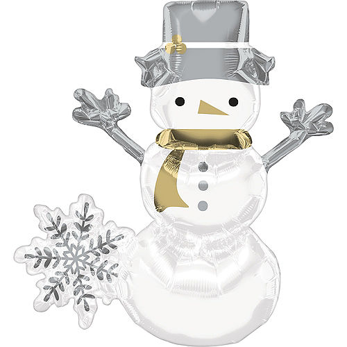 Air-Filled Gold & Silver Snowman Foil Balloon, 20in Image #1