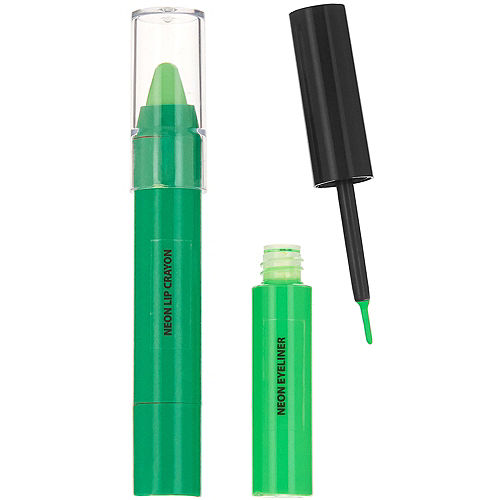 Neon Green Lip Gloss & Eyeliner Makeup Set - Iridescent Glam Image #1