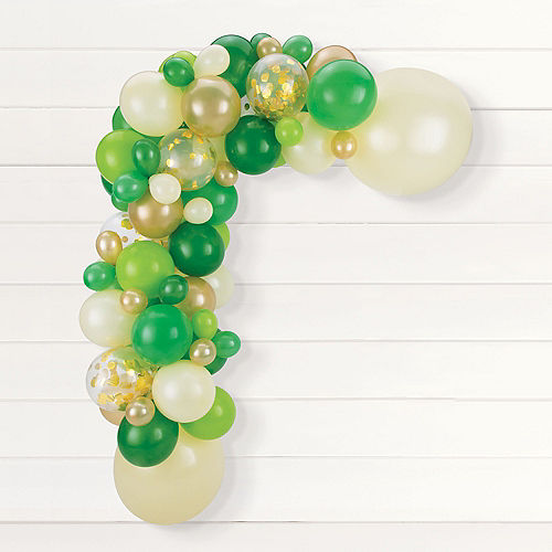 Air-Filled Natural Balloon Garland Kit - Greens, Gold & White Image #2
