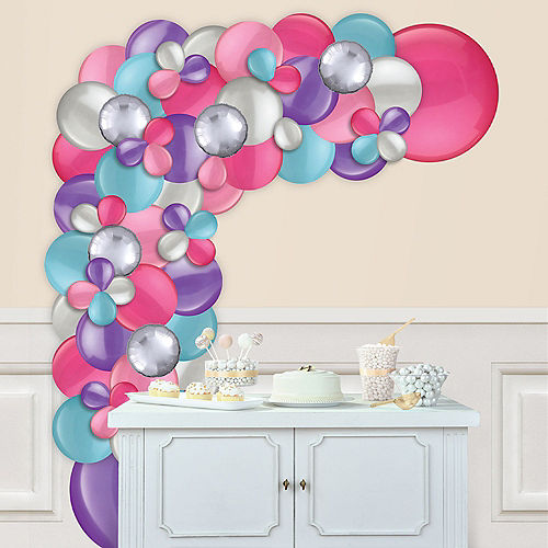 Nav Item for Air-Filled Jewel Tone Balloon Garland Kit - Caribbean Blue, Magenta, Pink, Purple & Silver Image #1