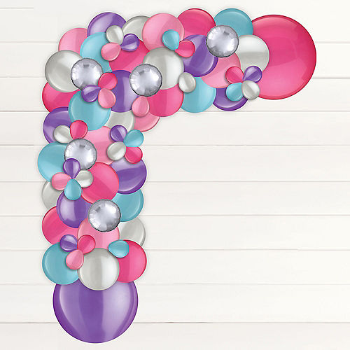 Air-Filled Jewel Tone Balloon Garland Kit - Caribbean Blue, Magenta, Pink, Purple & Silver Image #2