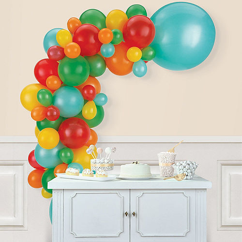 Nav Item for Air-Filled Sherbet Balloon Garland Kit - Blue, Green, Orange, Red & Yellow Image #1