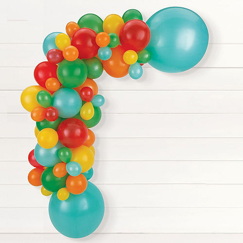 Air-Filled Sherbet Balloon Garland Kit - Blue, Green, Orange, Red & Yellow Image #2