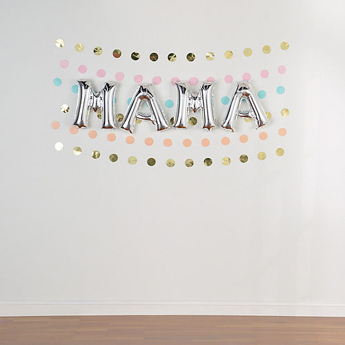 DIY Air-Filled Pastel & Silver Mama Balloon Phrase Banner Kit, 13in Letters, 10pc Image #2