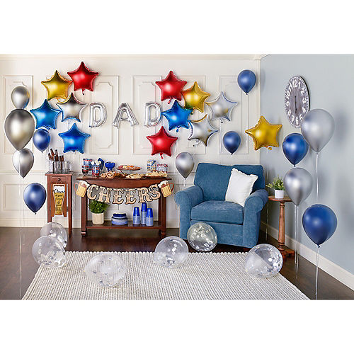 Nav Item for DIY Silver & Blue Father's Day Balloon Room Decorating Kit, 21pc Image #2