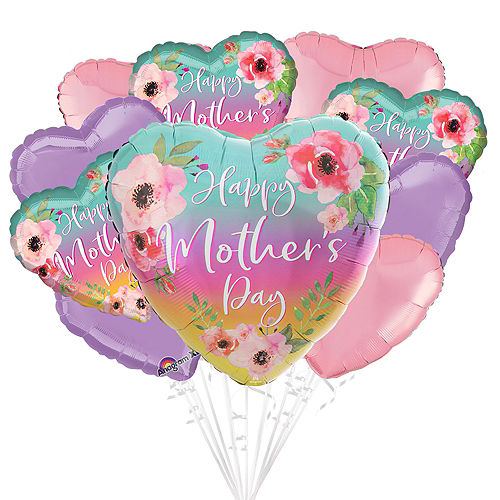 المجسم تزاحم إذا  Ombre Floral Mother's Day Foil Balloon Bouquet, 10pc | Party City