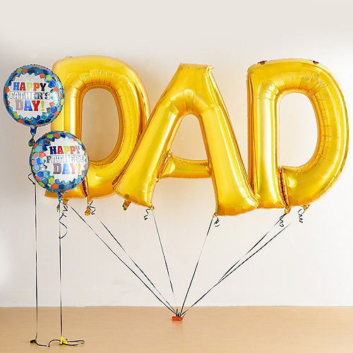 Nav Item for Gold & Colorful Happy Father's Day Dad Balloon Bouquet, 5pc Image #1
