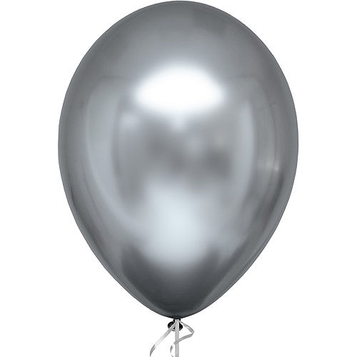 Silver Metallic Satin Luxe Latex Balloon, 12in Image #1