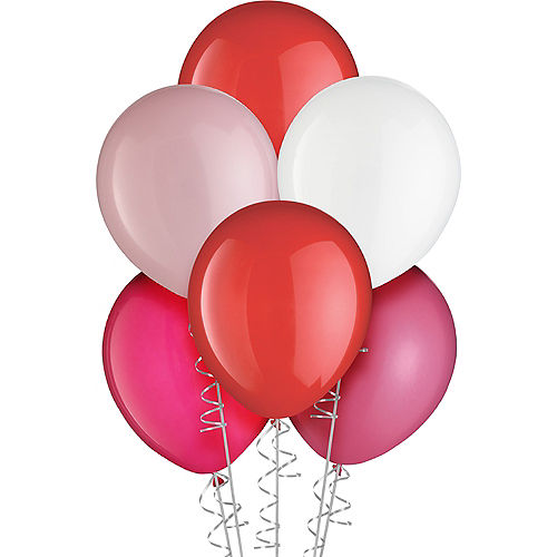 Nav Item for Valentine's Day 5-Color Mix Latex Balloons, 11in, 15ct - Pinks, Reds & White Image #1