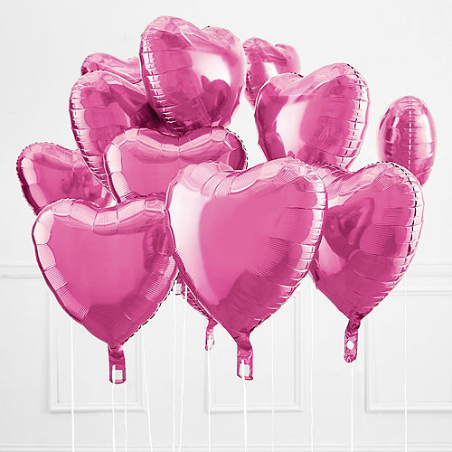Nav Item for Bubble Gum Pink Heart Foil Balloon, 17in Image #1