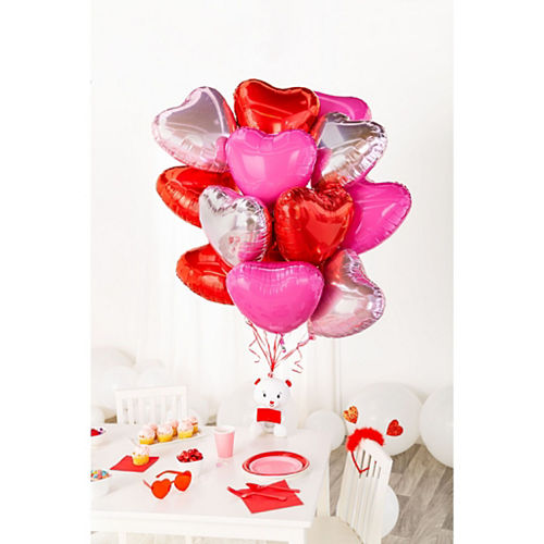 Nav Item for Bubble Gum Pink Heart Foil Balloon, 17in Image #3