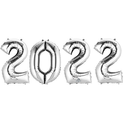 Silver 2022 Foil Balloon Year, 34in Numbers Image #1