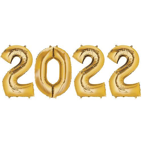 Nav Item for Gold 2022 Balloon Phrase, 34in, 4pc Image #1