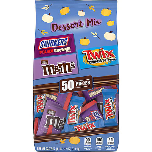 Nav Item for Dessert Mix Fun Size Fall Candy Variety Bag, 50pc - M&M's, Snickers, & Twix Image #1