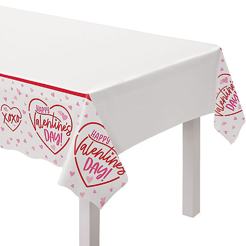 Nav Item for Cross My Heart Happy Valentine's Day Plastic Table Cover, 54in x 102in Image #1