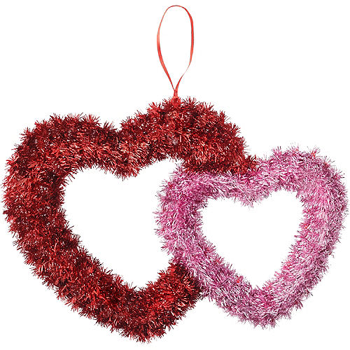 Nav Item for Pink & Red Hearts Tinsel Hanging Decoration, 13.2in x 9.25in Image #1