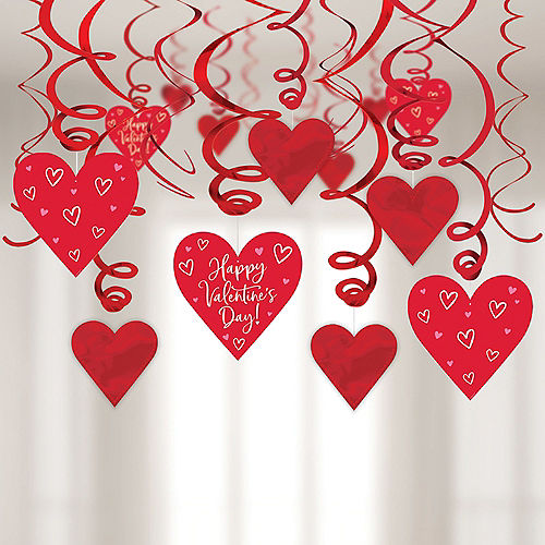 Valentine's Day Heart Cardstock & Foil Swirl Decorations, 30ct Image #1