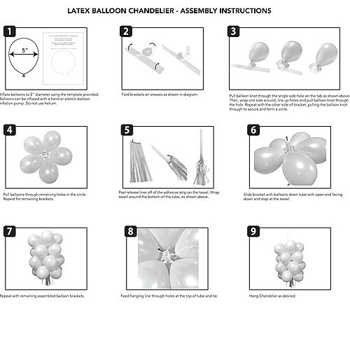 Air-Filled Platinum Latex Balloon Chandelier Kit, 15in x 21in Image #3