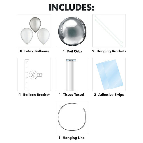 Air-Filled Platinum Orbz Foil & Latex Balloon Chandelier Kit, 16in x 26in Image #2