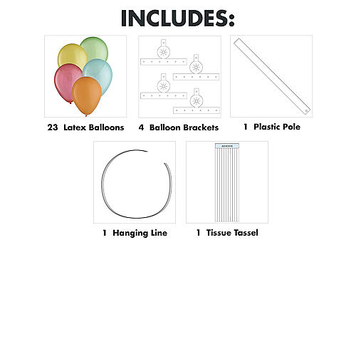 Air-Filled Modern Rainbow Latex Balloon Chandelier Kit, 15in x 21in Image #2