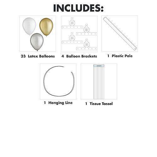 Air-Filled Gold & White Latex Balloon Chandelier Kit, 15in x 21in Image #2