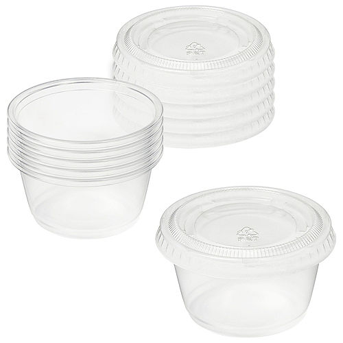 Clear Plastic Portion Cups with Lids, 2oz, 150ct Image #1