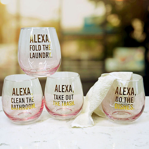 Alexa, Do My Chores Stemless Wine Glasses, 16oz, 4ct Image #2