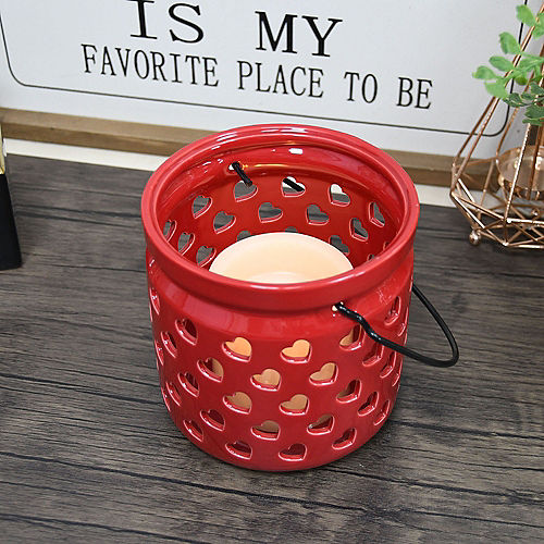 Valentine's Day Red Heart Ceramic Candle Jar, 5.3in x 8.5in Image #1