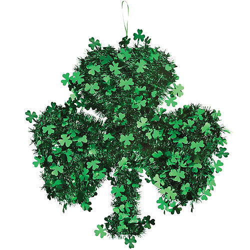Deluxe 3D Shamrock Tinsel Decoration, 17in x 17in Image #1