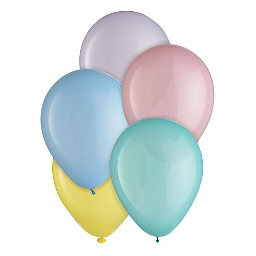 Pastel Easter 5-Color Mix Mini Latex Balloons, 5in, 25ct - Blue, Green, Lilac, Pink & Yellow Image #1
