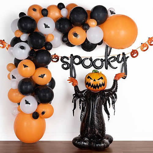 Nav Item for DIY Black & Orange Spooky Halloween Balloon Backdrop Kit, 3pc Image #1